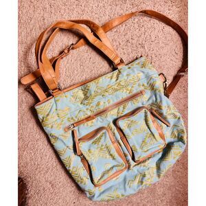 Shiraleah Chicago Green-Gold Coastal Travel Relaxed Crossbody Large Tote Bag